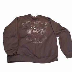 Liberty Motors Graphic 1954-Motorcycle-Gray-Distressed-Crew Neck-Size Medium